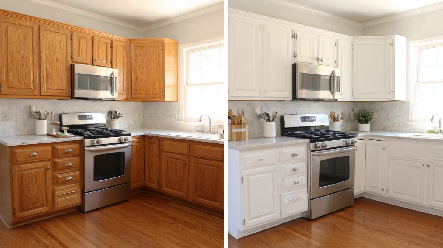 Cabinet painting before and after