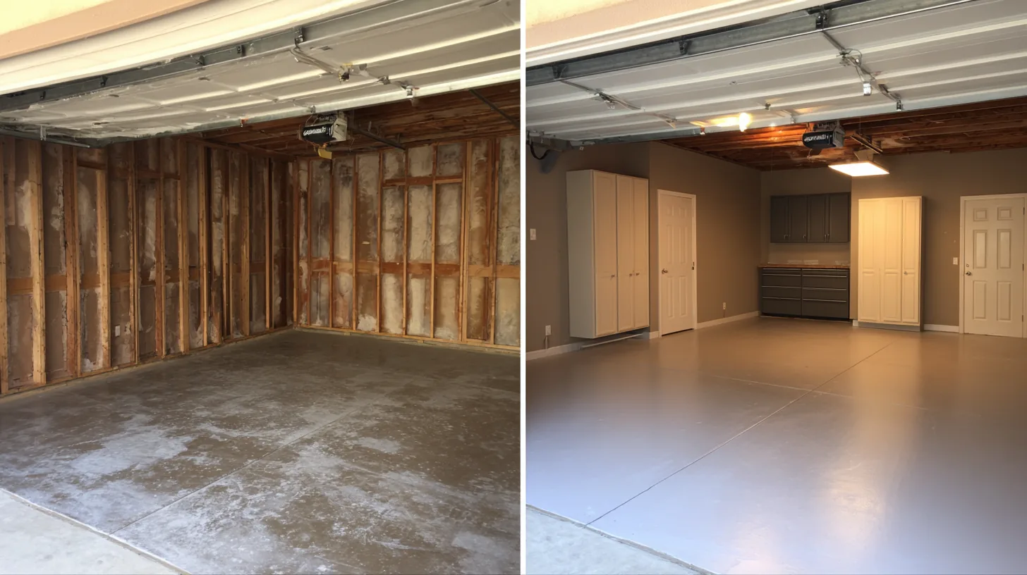 Garage remodel before and after