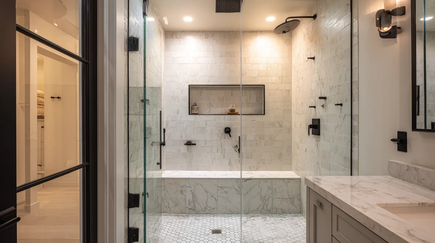 Custom marble shower tile